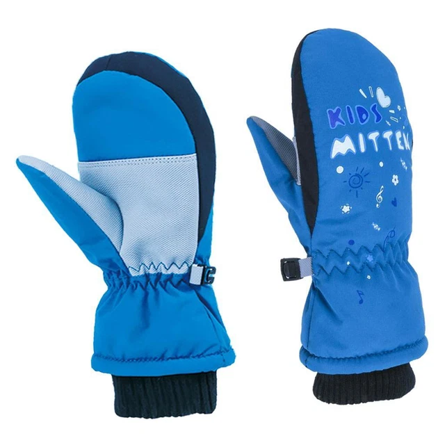 Kids Toddlers Lining Winter Waterproof Windproof Snow Ski Mittens Blue XXS