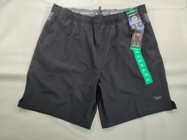 Men's Speedo Techvolley Stretch Lined UPF50+ Swim Trunks Black XL