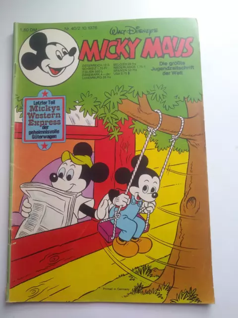 Micky Maus Heft Nr. 40 von 1976 mit Beilage  ohne Schnipp
