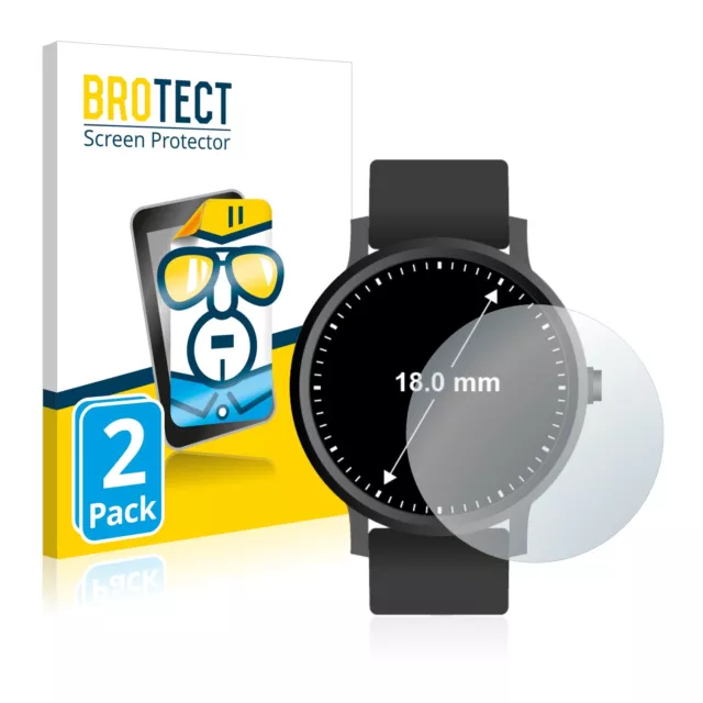 2x Film Protection Ecran pour Montres (Circulaire, ø: 18 mm) Clair Protecteur