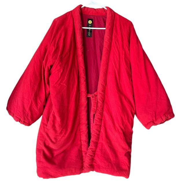 Red Traditional Hanten Padded Kimono Style Jacket, Made in Japan!