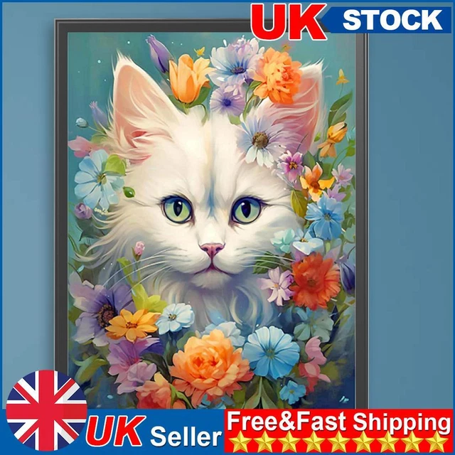 Paint By Numbers Kit DIY Oil Art White Cat Picture Home Wall Decor 30x40cm