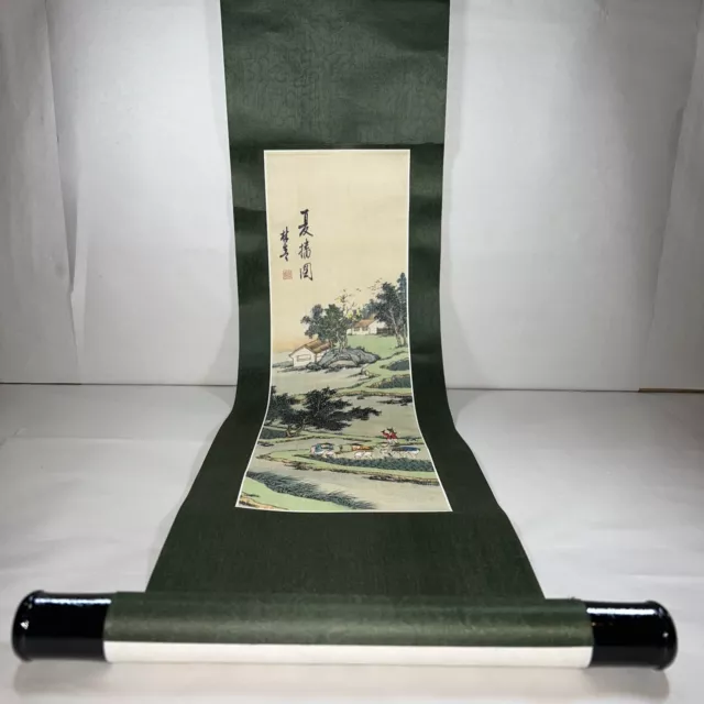 31" x 8" Asian Rice Paddy Wall Art Scroll