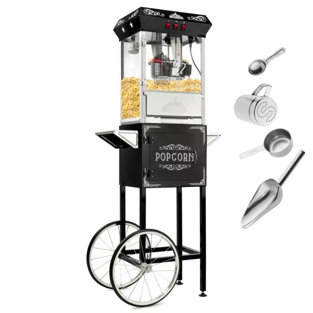 OPEN BOX - Vintage Style Popcorn Machine Maker Popper w Cart & 10-Ounce Kettle