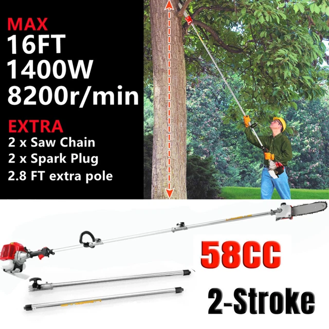 58CC 2 STROKE Pole Saw Gas Powered Chainsaw Extension Hedge Trimmer