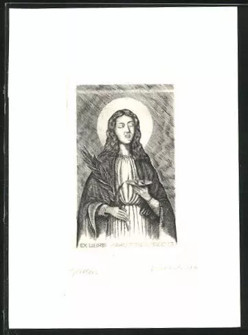 Exlibris von Tadeusz Szumarski für Karl-Anton Buning, Portrait Heilige