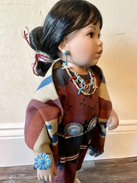 Danbury Mint Native American Doll,  'Little Blossom'  By Marlena Nielsen w/Stand