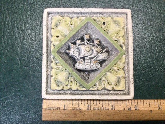 ELLISON TILE Galleon Schooner Sailing Ship Garden Arts & Crafts Gothic Style