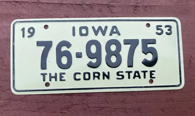1953 Iowa￼￼ ￼Wheaties metal bicycle license plate cereal premium Main
