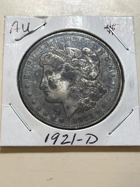 1921-D  Morgan Silver Dollar — AU+ Coin - Dark Toned (Only Denver Minted Morgan)