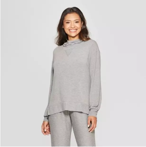 Womens Cozy Cowl Neck Sleep Sweatshirt - Gilligan & OMalley - Gray - S - C456