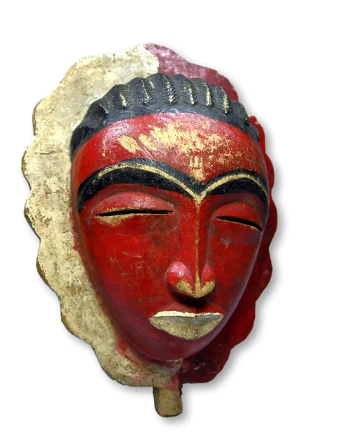 Antique Red & White Baule African Mask