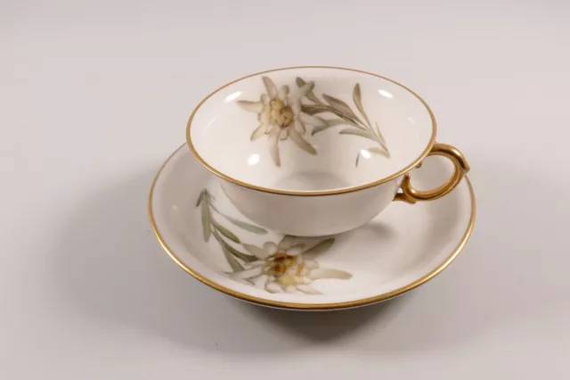 Rosenthal Tee- Sammeltasse & Untertasse Edelweiß Blume Goldrand