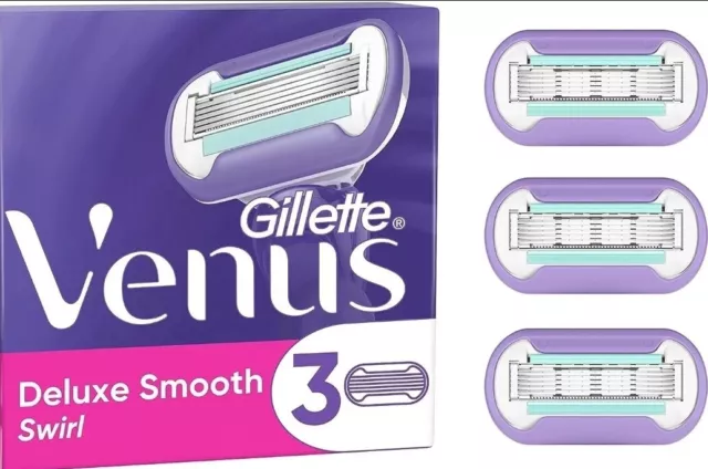 Gillette Venus Deluxe Smooth Swirl Razor Blades Women Pack of 3 Cartridges