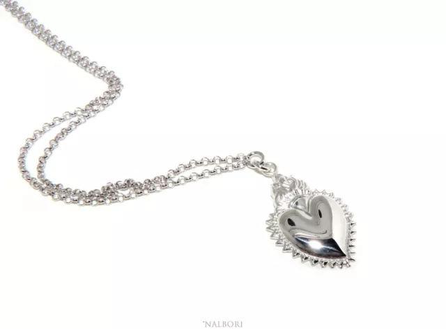 collana tutta argento 925 ciondolo sacro cuore milagros messicano exvoto donna