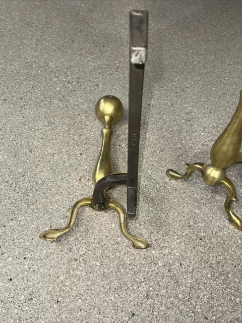 Andirons Vintage Brass Iron Fireplace 2