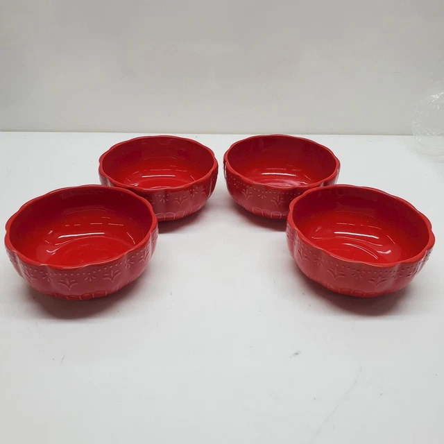 Juego de cuatro tazones de cereal gres rojos de 6,5 pulgadas para mujer pionera