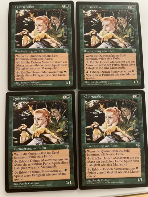 4 x Quirionelfen (Trugbilder, 1996)  Magic Karte MtG oldschool elves Elfen