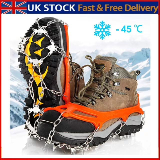 Spikes Crampons with 19 Teeth Ice Snow Grips Cleats Anti Slip for Walking Hiking