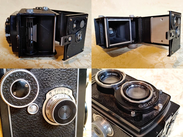 ROLLEI ROLLEICORD IIc Model 4 Model K3-543 vintage camera 1939 custodia e lenti 12