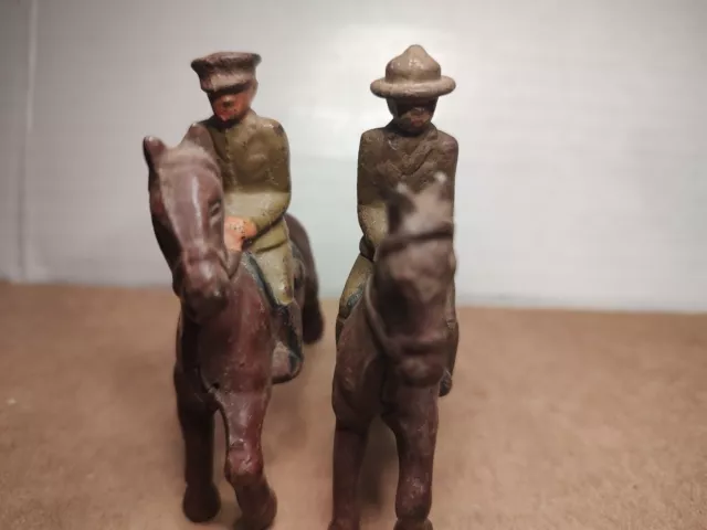 Grey Iron Early U S Cavalry Officer & Cavalryman Toy Soldiers Lot 3