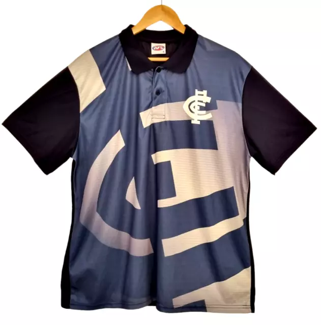 CARLTON AFL Football Club Short Sleeve 1/4 Button Polo Shirt Top Size XL