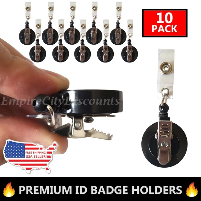 10PACK RETRACTABLE REEL Clip Badge Holder ID Card Key Ring Carabiner