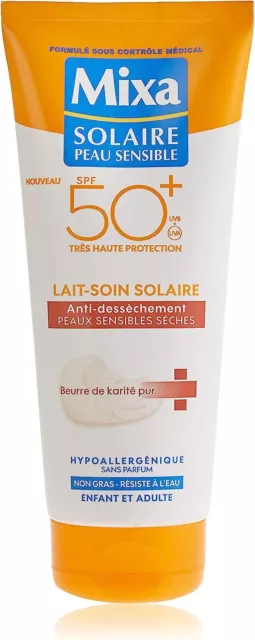 Mixa Solaire Peaux Sensibles Sèches Lait-Soin de Protection Spf50+ 200 ml