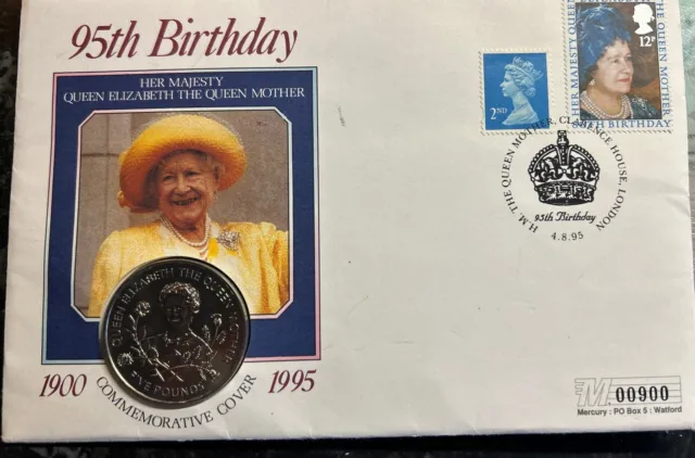 1995 QUEEN MOTHER 95th BIRTHDAY GENUINE FIRST DAY COIN COVER (CN-751)