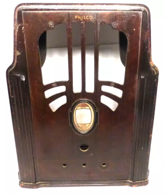 vIntage PHILCO 640 TOMBSTONE:  WOOD SHELL w/ FACEPLATE  20" x 16" x 11"