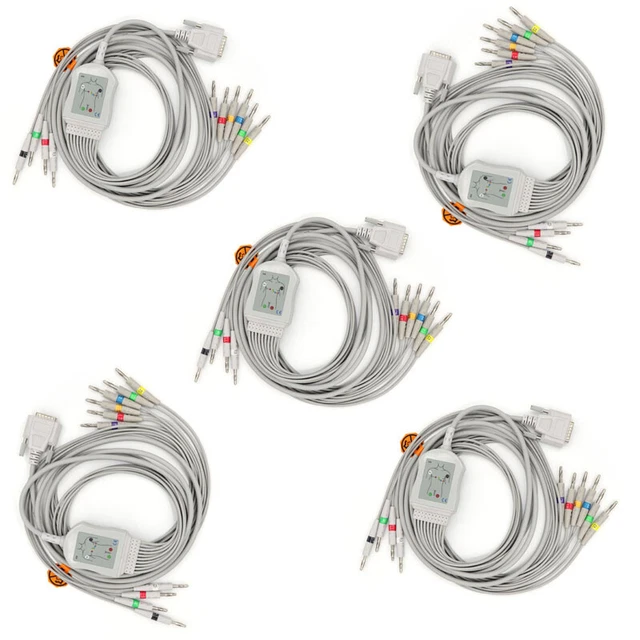 5pcs brand new EKG Cable 12-lead Banana Plug 4.0 EKG Edan SE-3,SE-12,ST-1212 3m
