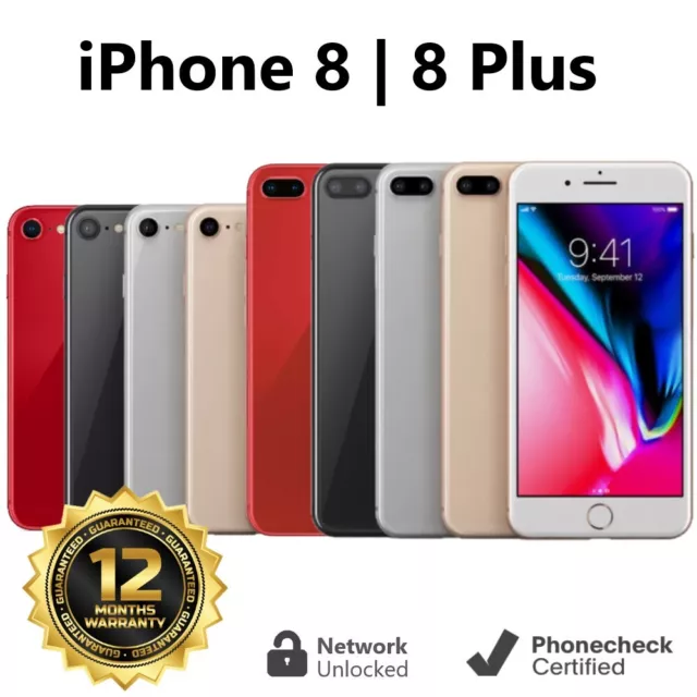 Apple iPhone 8 | 8 Plus 64GB 128GB 256GB - All Colors (Unlocked) - Excellent