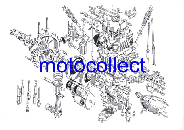 Matchless Dactory AJS 7R..MATCHLESS G50 Engine..Factory Technical Drawing A4 size..Free ...