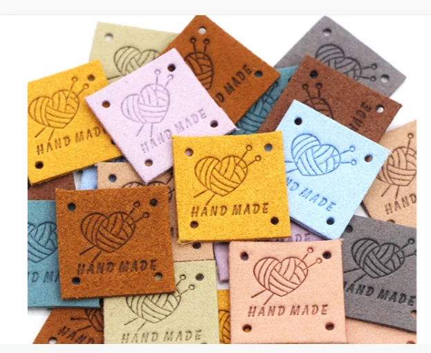5 Faux Leather Handmade Heart Love Labels Tags 50 X 20 mm Sewing Craft Knit UK