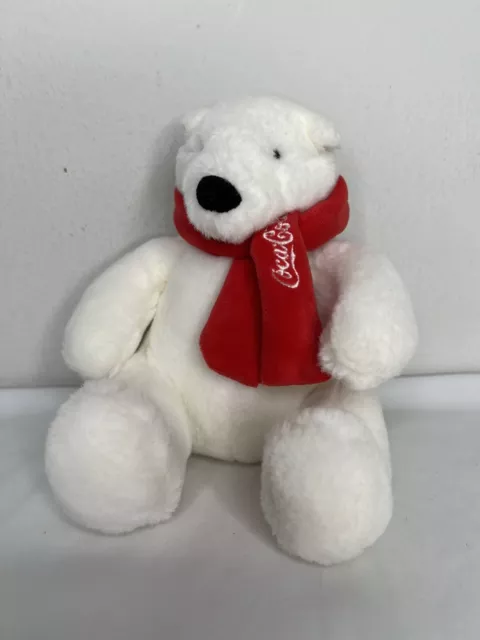 Coca Cola Classic 2007 Polar Bear 7" Tall Plush Toy with Red Scarf Soft Stuffed