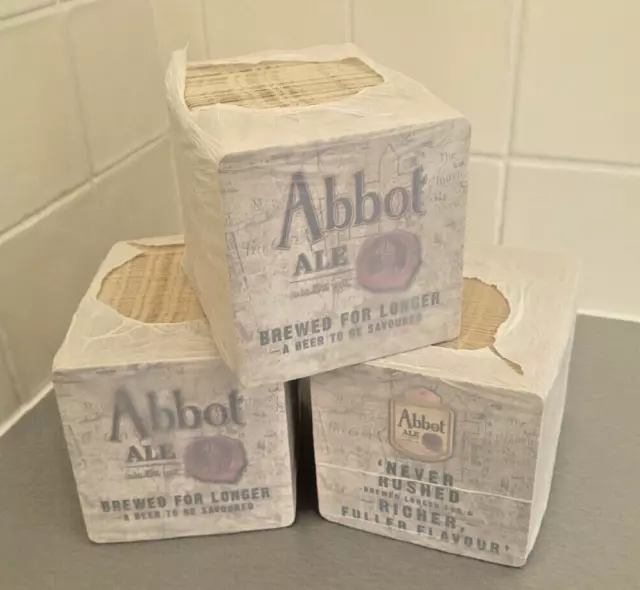 300 x Alfombrillas de Cerveza Abbot Ale (3 x 100 paquetes) Lote de Trabajo Paquete Alfombra de Goteo Pub Bar Mancave
