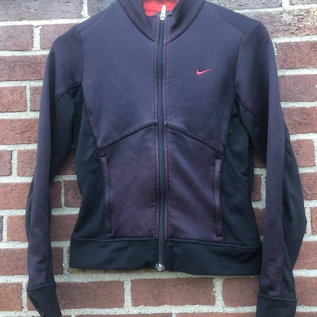 Nike Sphere Dry Girls Medium 8-10 Running Track Jacket Full Zip Black Red