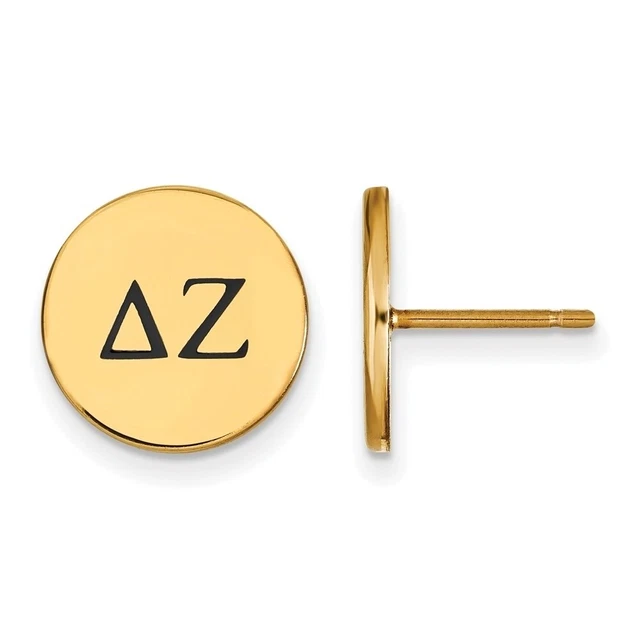 14K Plated Silver Delta Zeta Enamel Greek Letters Post Earrings
