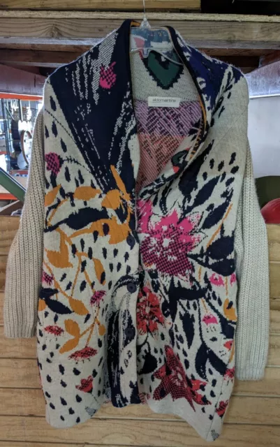 Anthropologie Aldomartins Maritza Floral M Cardigan Sweater Wool/Alpaca/Acrylic