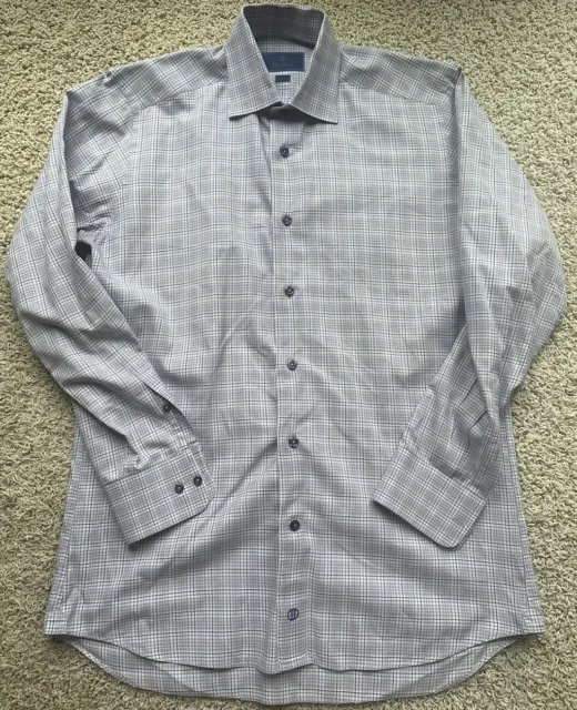 Men’s David Donahue Purple Trim Fit Dress Shirt Size 15.5 32/33