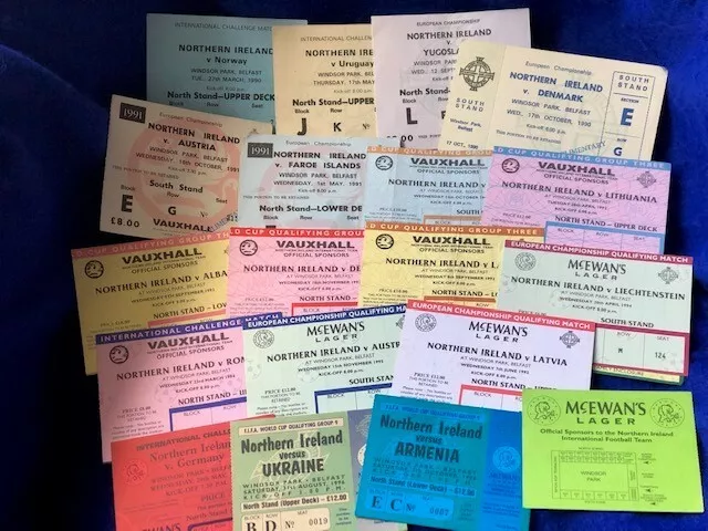 20 Northern Ireland  International Tickets 1990 - 1996 You Choose