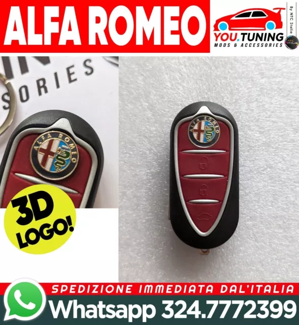 Guscio Chiave Telecomando 3 Tasti Per Alfa Romeo Mito Giulietta + Logo 3D -