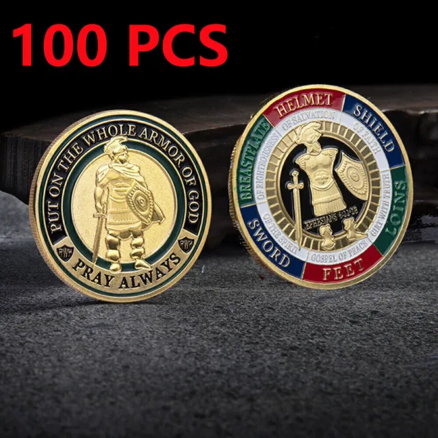 100PCS Put On the Whole Armor Of God Commemorative Challenge Coin Collect Coin