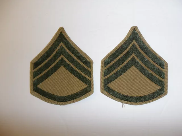 b4334p WW2 USMC Platoon Sergeant Rank Chevron Summer khaki woven pair R7A