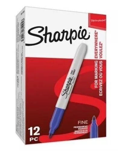 Sharpie Marcador Sharpie Fine - Punta Redonda - Azul - Paquete 12Pz