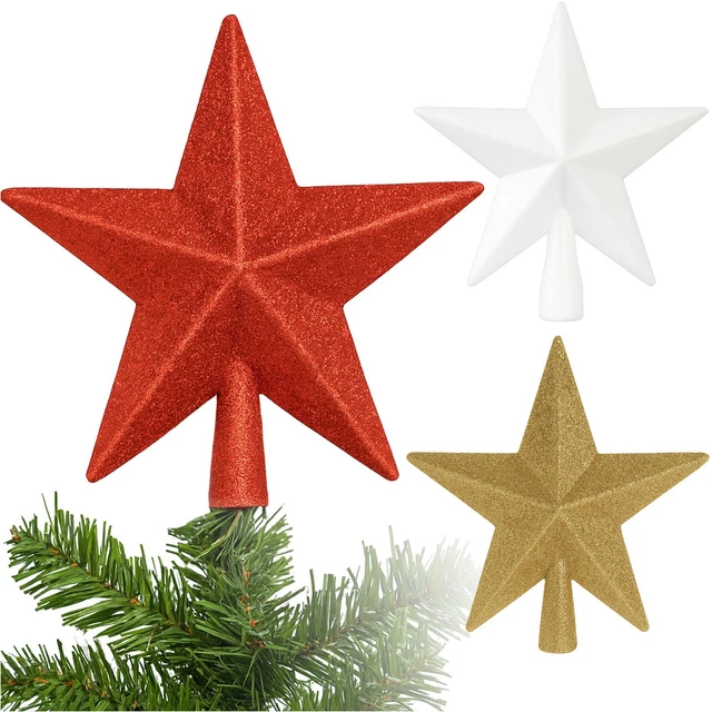 Pointe De Sapin De Noël 23 Cm Rouge Scintillant – Cimier Éclatant Pour Arbre De Noël