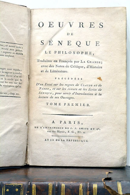 LIVRES ANCIENS OEUVRES Sénèque Lagrange Diderot Holbach Jolie Reliure ...