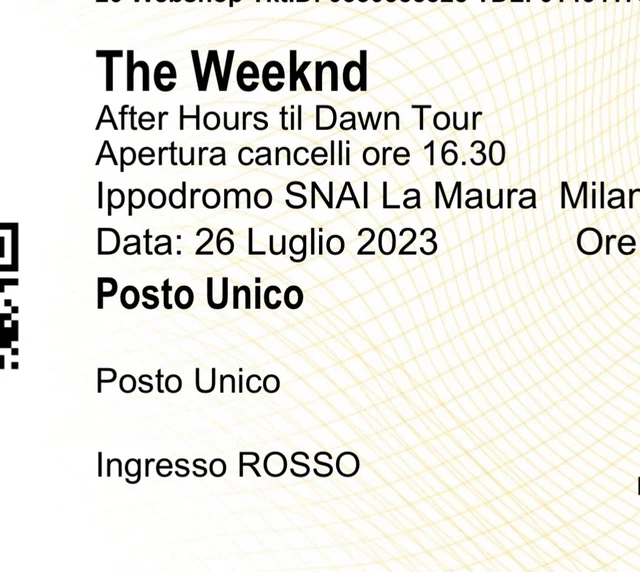 Biglietti THE WEEKND - 26/07/2023 - Ippodromo Milano - Prezzo come da acquisto.