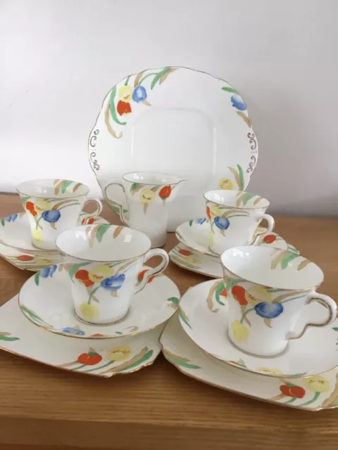 Vintage  TAYLOR & KENT LONDON ART DECO 14 PIECE TEA SET .1930’s