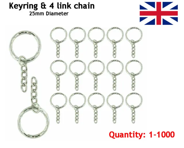 25mm Keyring With Chain Split Ring Screw Key Keyrings Keys Findings Clasp